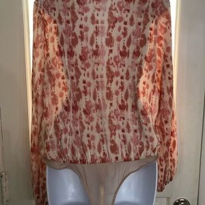 ASTR The Label Large Faux Wrap V-Neck Long Sleeve Bodysuit